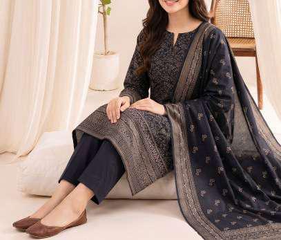 VS Textiles Pashmina Dhanak Printed Unstitched 3 Piece Suit D-4
