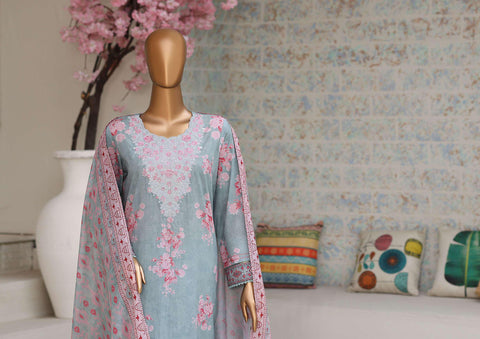 Premium Daily Wear by HZ Textiles Vol-5 | Embroidered Lawn 3 Piece Unstitched Suit D-4