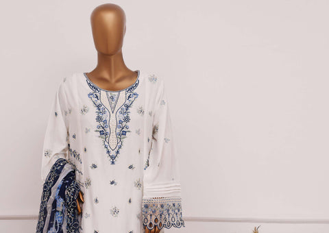 Bin Saeed Luxury | Embroidered Lawn with Chiffon Dupatta 3 Piece Suit D-2