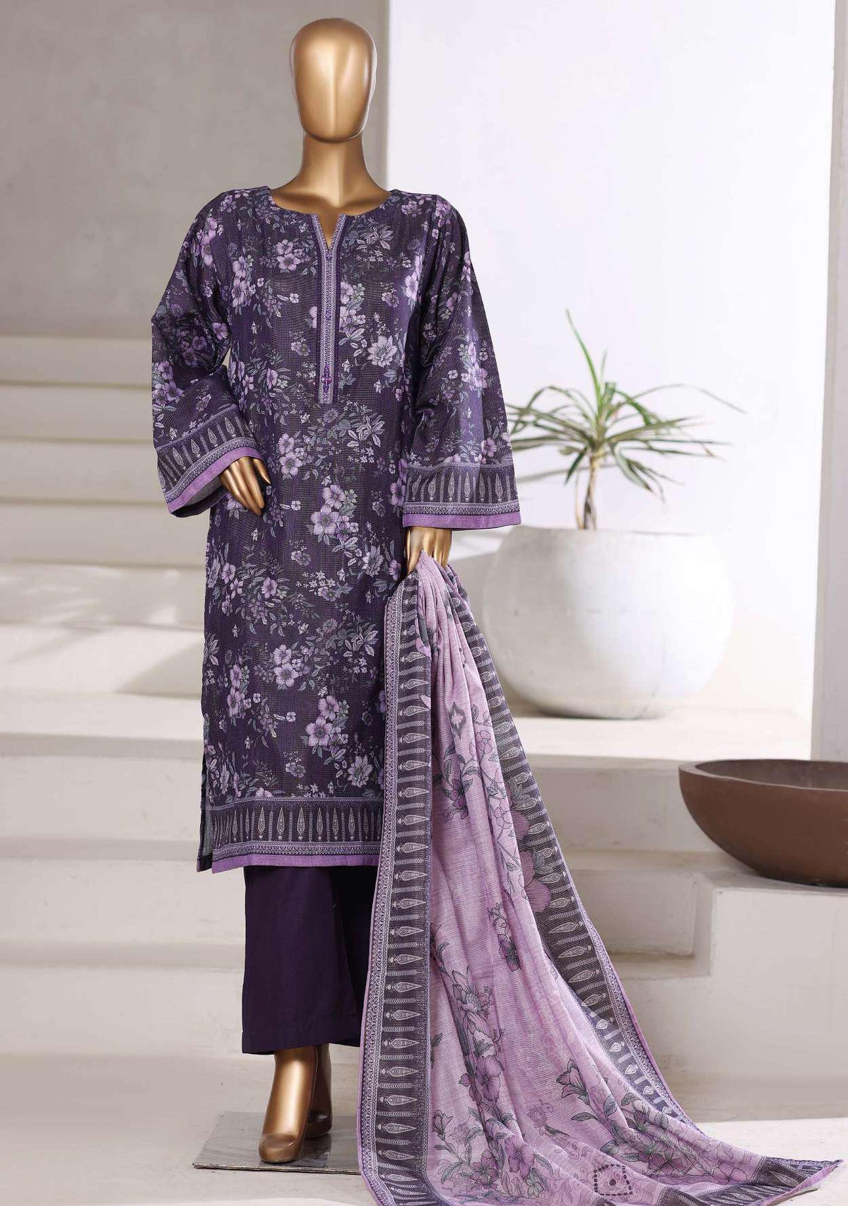 Sadabahar Printed Khaddar With Shimmer Ready To Wear 3Pc D-8