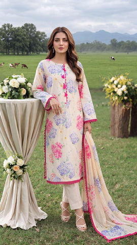 Colors by AlZohaib | Digital Printed 3 Piece Unstitched Lawn Suit D-2