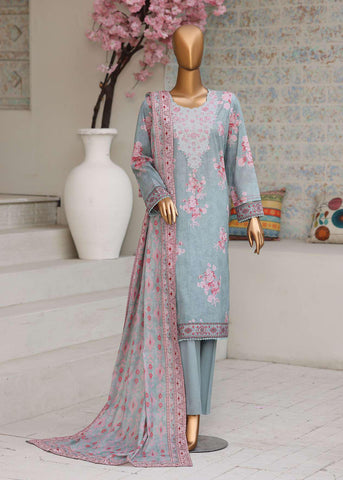 Premium Daily Wear by HZ Textiles Vol-5 | Embroidered Lawn 3 Piece Unstitched Suit D-4