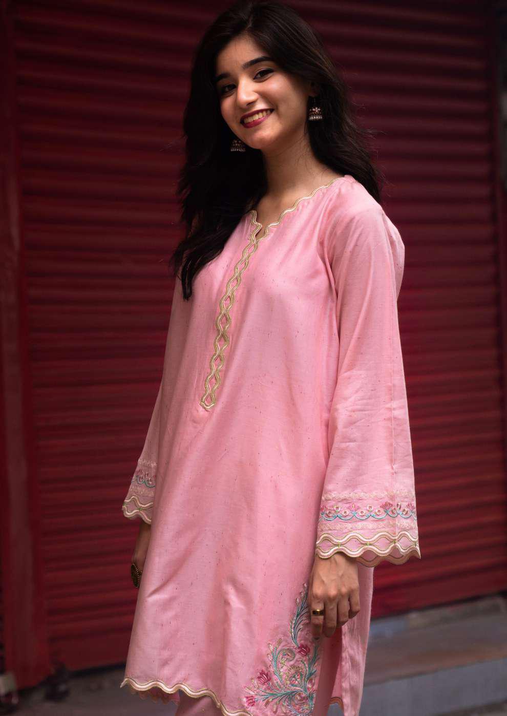 ANDAAZ 2 Piece Stitched Embroidered Textured Naps Cotton Suit D-4