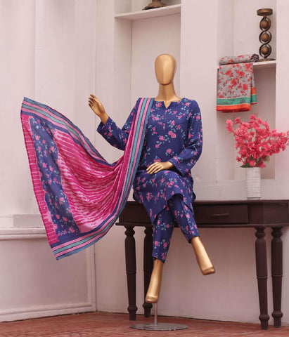 HZ Viscose Twill Printed Unstitched 3 Piece Suit D-2