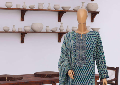Premium Daily Wear by HZ Textiles | Embroidered Lawn 3 Piece Unstitched Suit D-5