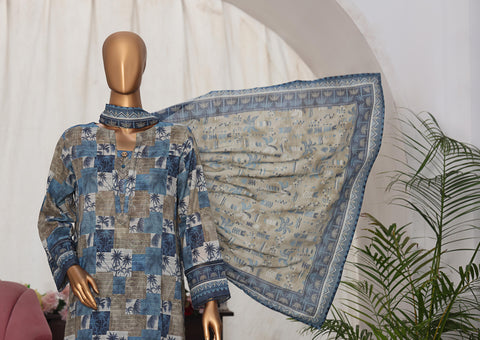 HZ Vital Prints Slub Lawn Dupatta  D-01