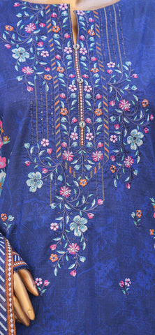 Mehak Cross Slub Embroidered Collection Un-Stitched 3Pc By Hz Textile D-5