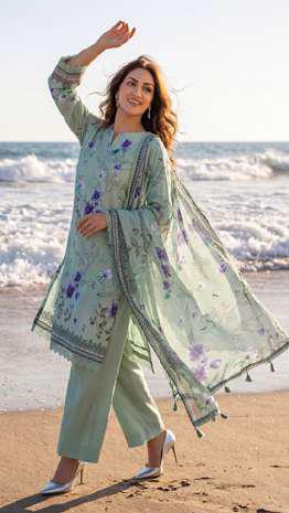 Colors by AlZohaib vol-2 | Digital Printed Lawn 3 Piece Unstitched Suit D-9