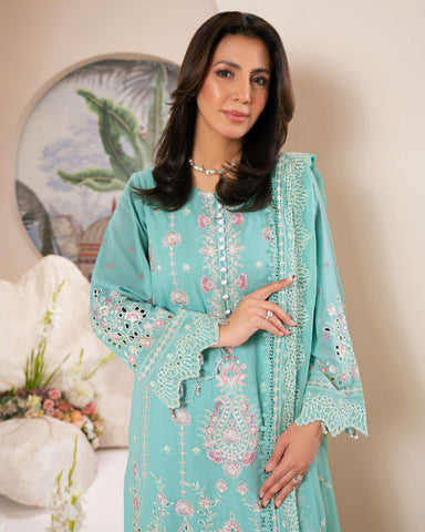 Johra Pinks Swiss Voil Embroidered with Chiffon Dupatta Unstitched 3 Piece by Johra Arts D-6