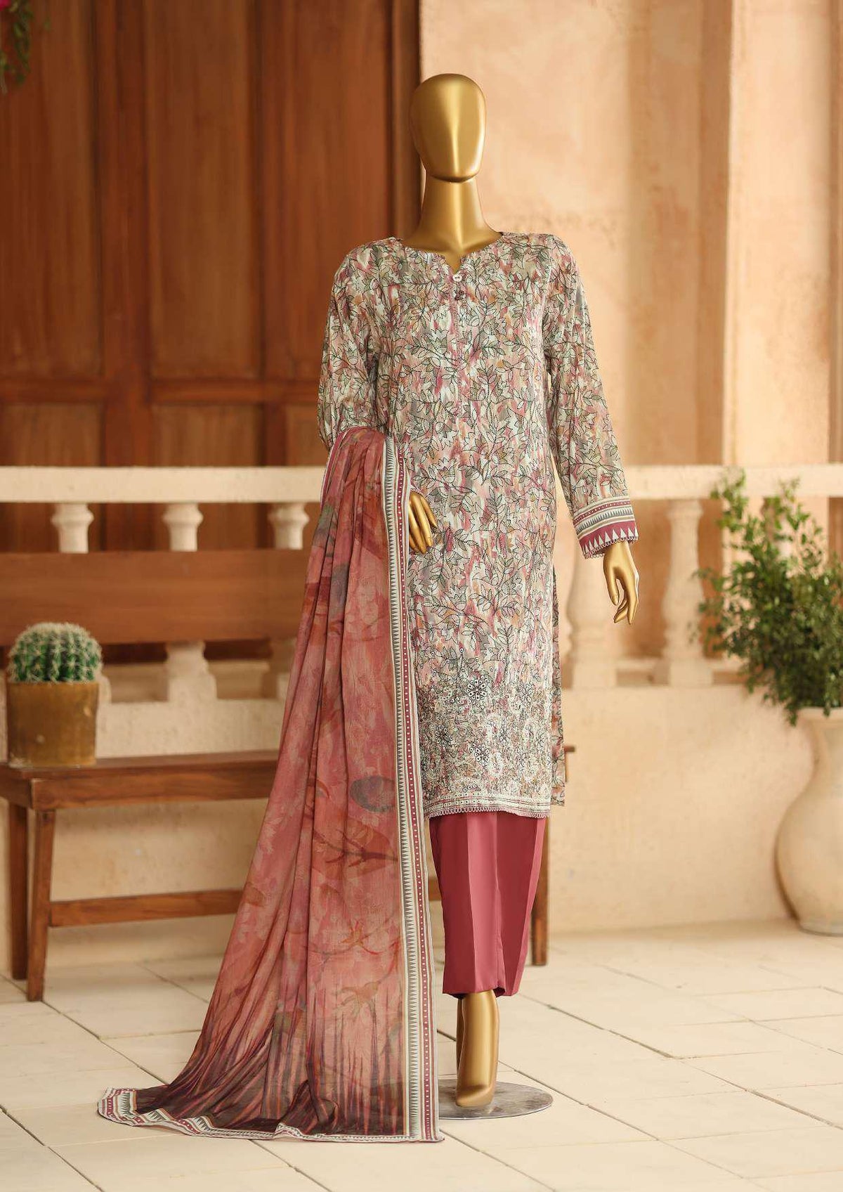 ASASA by HZ Textiles | Digital Printed Embroidered 3 Piece Unstitched Lawn Suit D-1