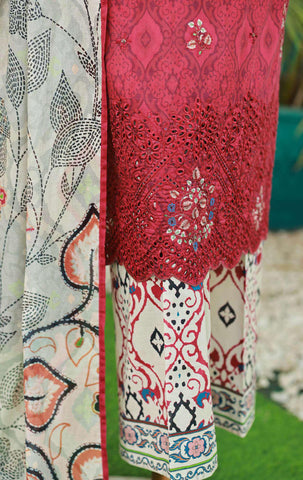 Elegant Embroidered Un-Stitched 3 Piece Collection By HZ Textile D-9