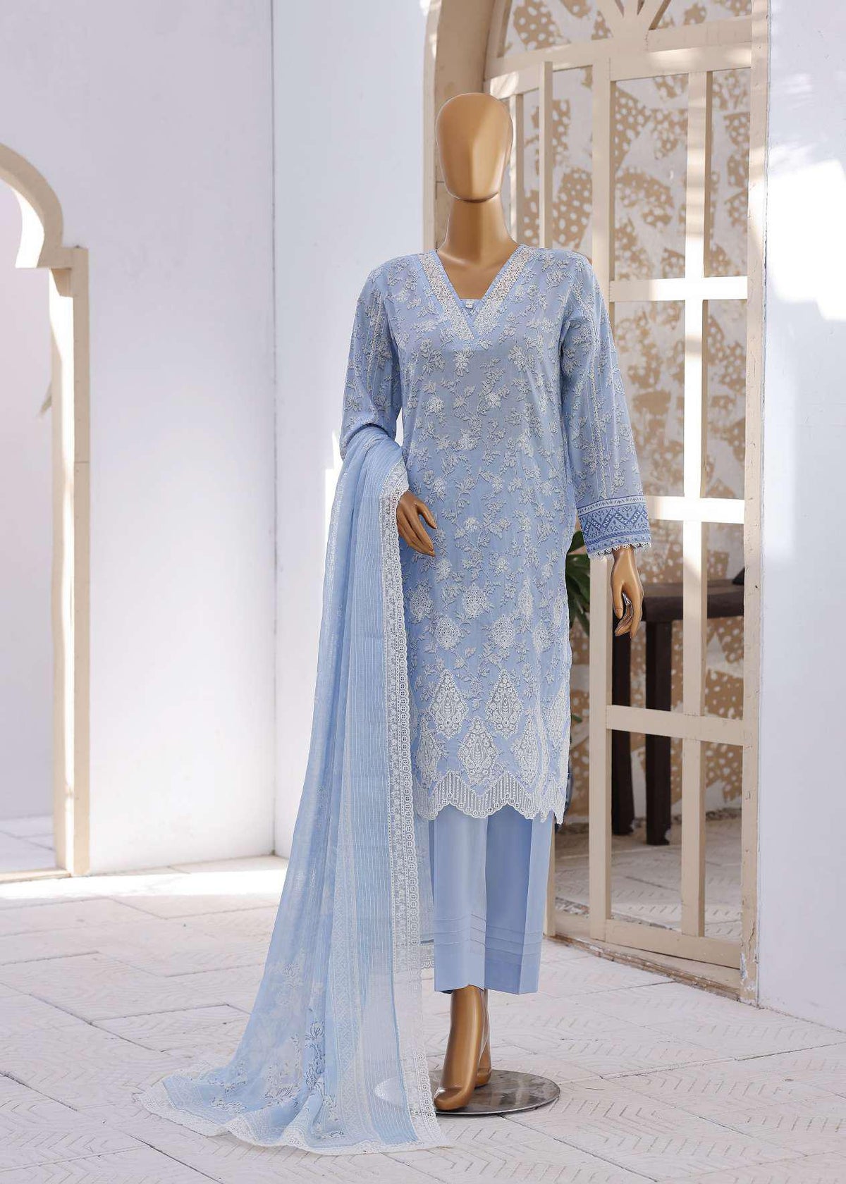 Nakshkari by HZ Textiles | Embroidered Lawn 3 Piece Unstitched Suit D-7