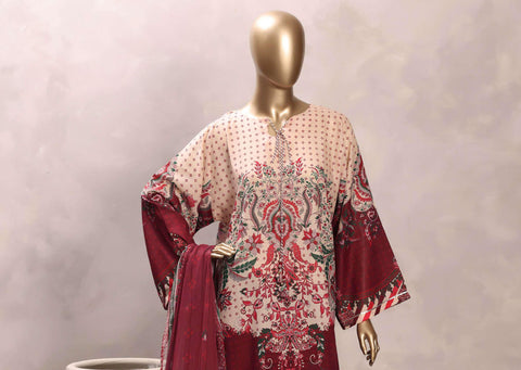 Sadabahar Printed Chamti Cotton | 3 Piece Stitched Kaftan Suit D-9