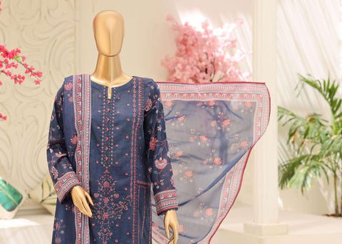 Mehak by HZ Textiles | Embroidered 3 Piece Unstitched Slub Lawn Suit D-6