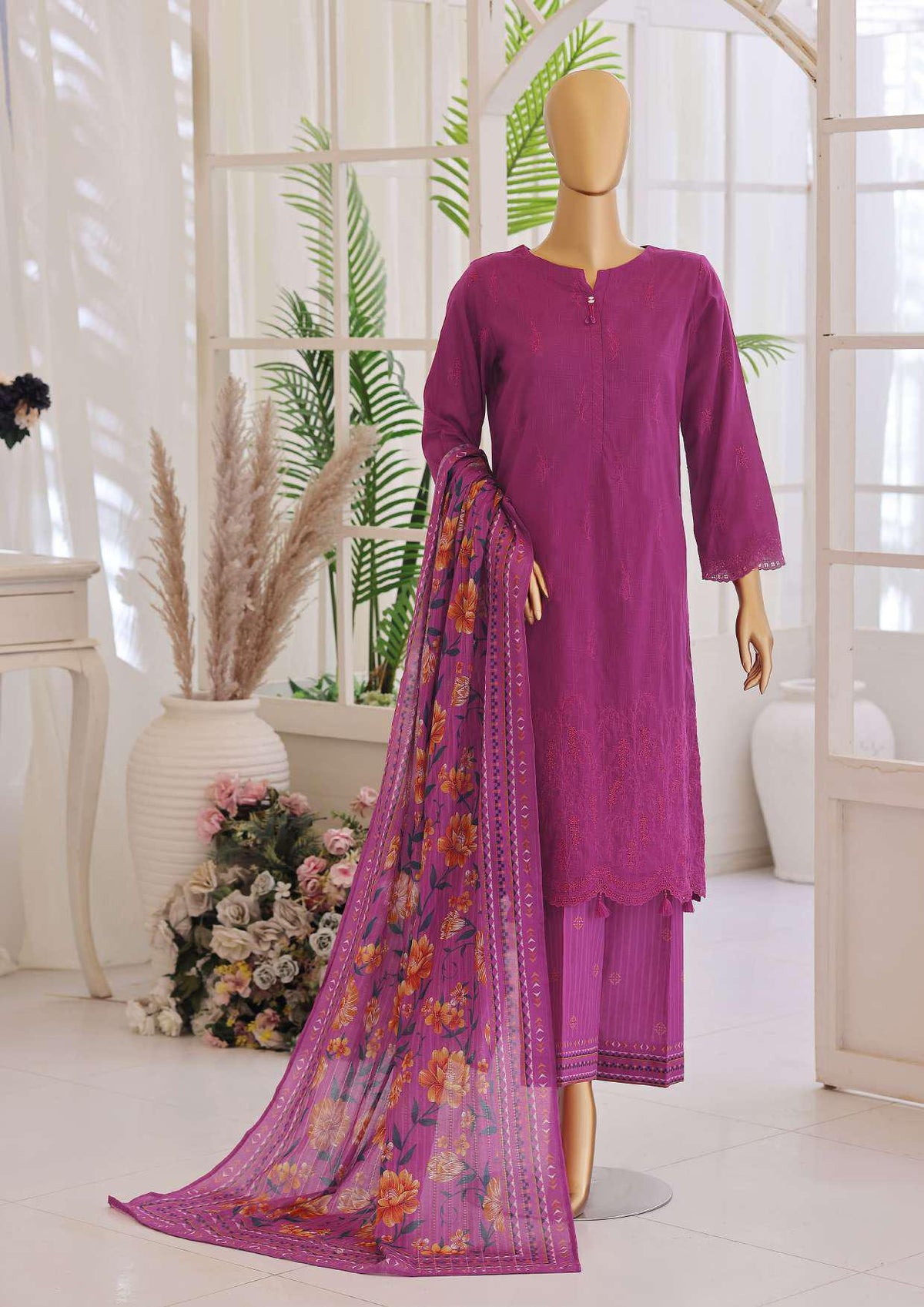 Oriental Printkari by HZ Textiles | Embroidered 3 Piece Unstitched Lawn Suit D-2