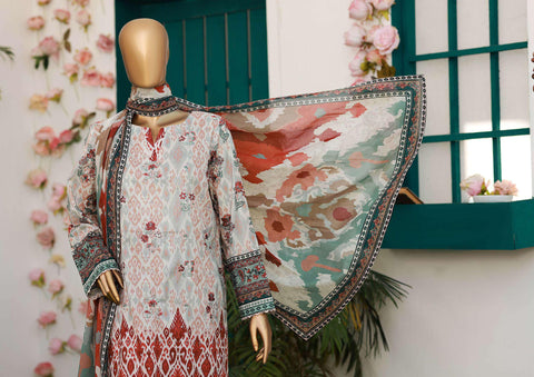 Elegant Embroidered Un-Stitched 3 Piece Collection By HZ Textile D-10