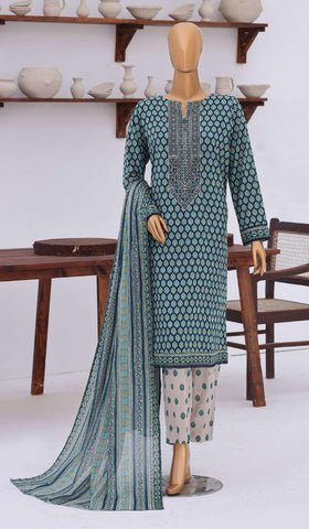 Premium Daily Wear by HZ Textiles | Embroidered Lawn 3 Piece Unstitched Suit D-5