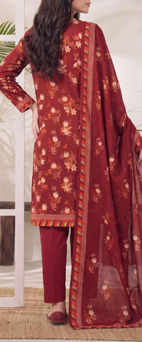 VS Jhalak Printed Slub Linen Unstitched 3 Piece Suit D-7
