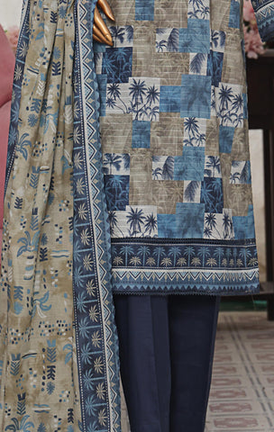 HZ Vital Prints Slub Lawn Dupatta  D-01