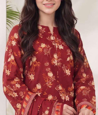 VS Jhalak Printed Slub Linen Unstitched 3 Piece Suit D-7