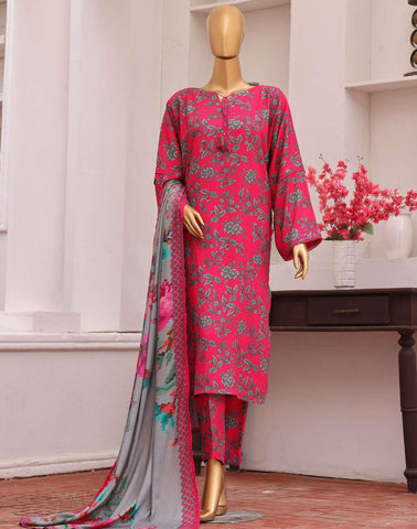 HZ Viscose Twill Printed Unstitched 3 Piece Suit D-3