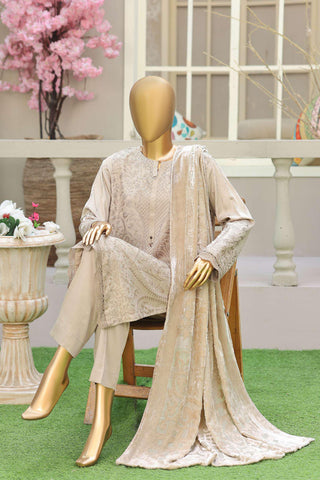 HZ Velvet Royal Needlework Luxe 3-Piece Unstitched Suit D-1