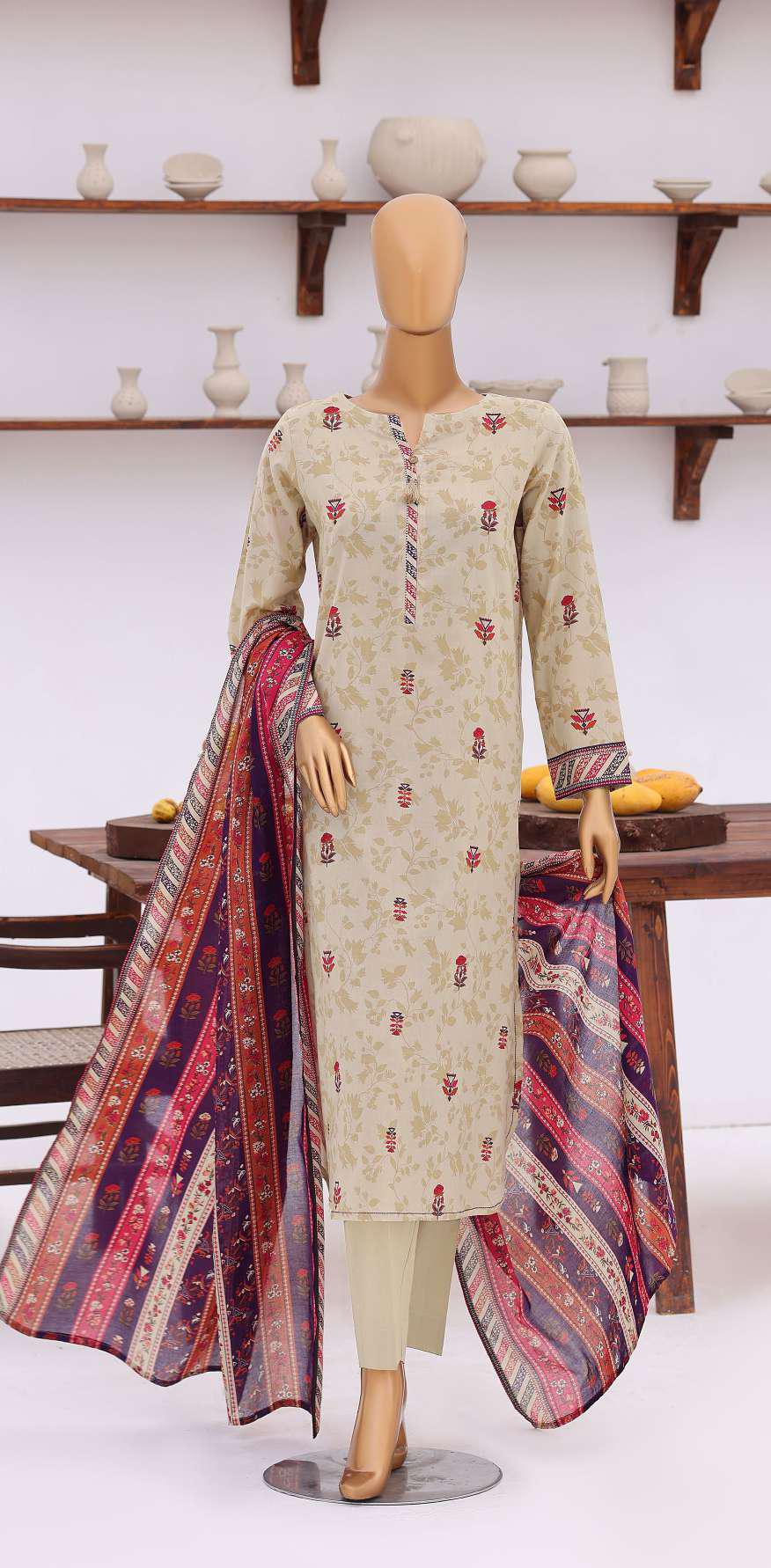 Everyday Prints by HZ Textiles | Printed Lawn 3 Piece Unstitched Suit D-6