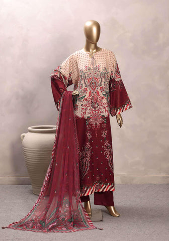 Sadabahar Printed Chamti Cotton | 3 Piece Stitched Kaftan Suit D-9