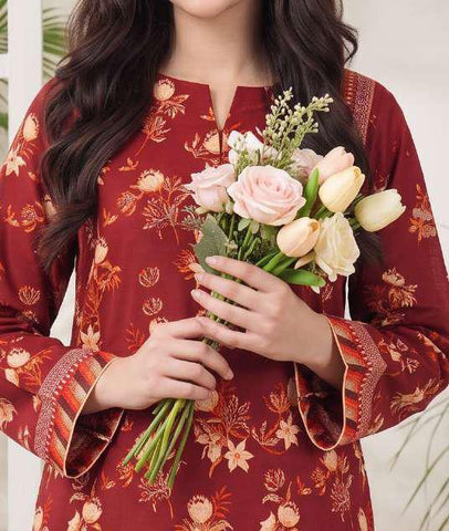 VS Jhalak Printed Slub Linen Unstitched 3 Piece Suit D-7