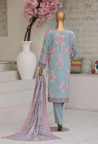 Premium Daily Wear by HZ Textiles Vol-5 | Embroidered Lawn 3 Piece Unstitched Suit D-4