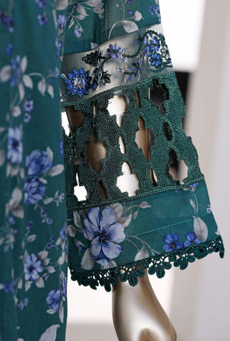 Sadabahar Luxury Peplum | Heavy Embroidered Lawn 3 Piece Stitched Suit D-1