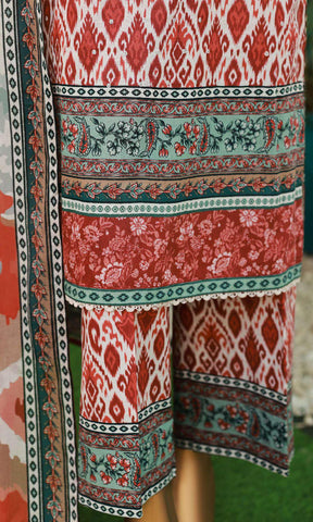 Elegant Embroidered Un-Stitched 3 Piece Collection By HZ Textile D-10