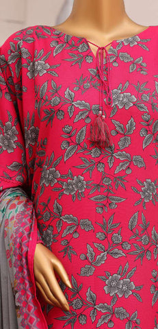 HZ Viscose Twill Printed Unstitched 3 Piece Suit D-3