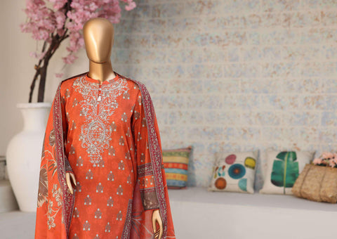 Premium Daily Wear by HZ Textiles Vol-5 | Embroidered Lawn 3 Piece Unstitched Suit D-5