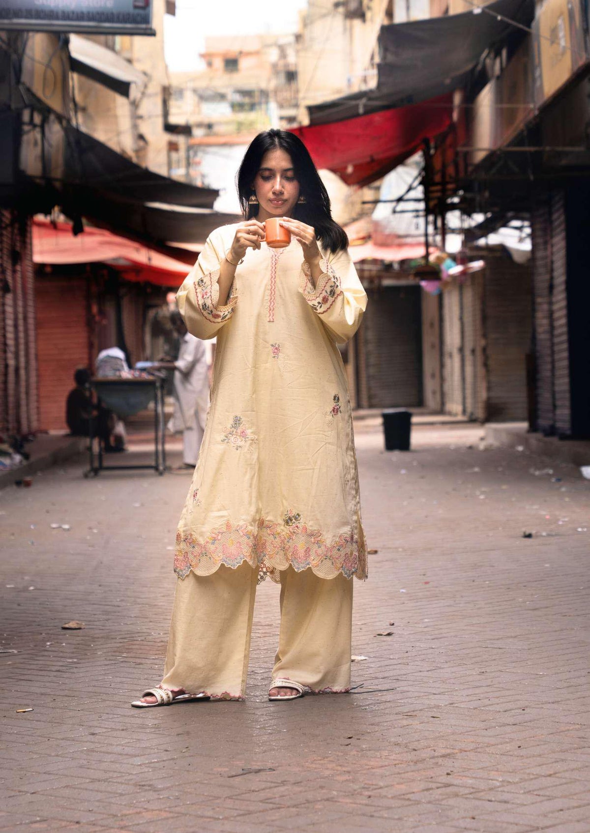 ANDAAZ 2 Piece Stitched Embroidered Textured Naps Cotton Suit D-5
