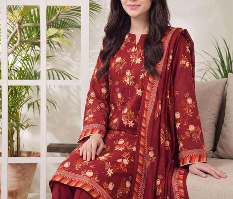 VS Jhalak Printed Slub Linen Unstitched 3 Piece Suit D-7