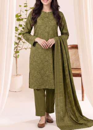 VS Textiles Pashmina Dhanak Printed Unstitched 3 Piece Suit D-6