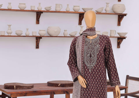 Premium Daily Wear by HZ Textiles | Embroidered Lawn 3 Piece Unstitched Suit D-11