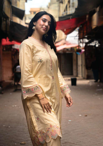 ANDAAZ 2 Piece Stitched Embroidered Textured Naps Cotton Suit D-5