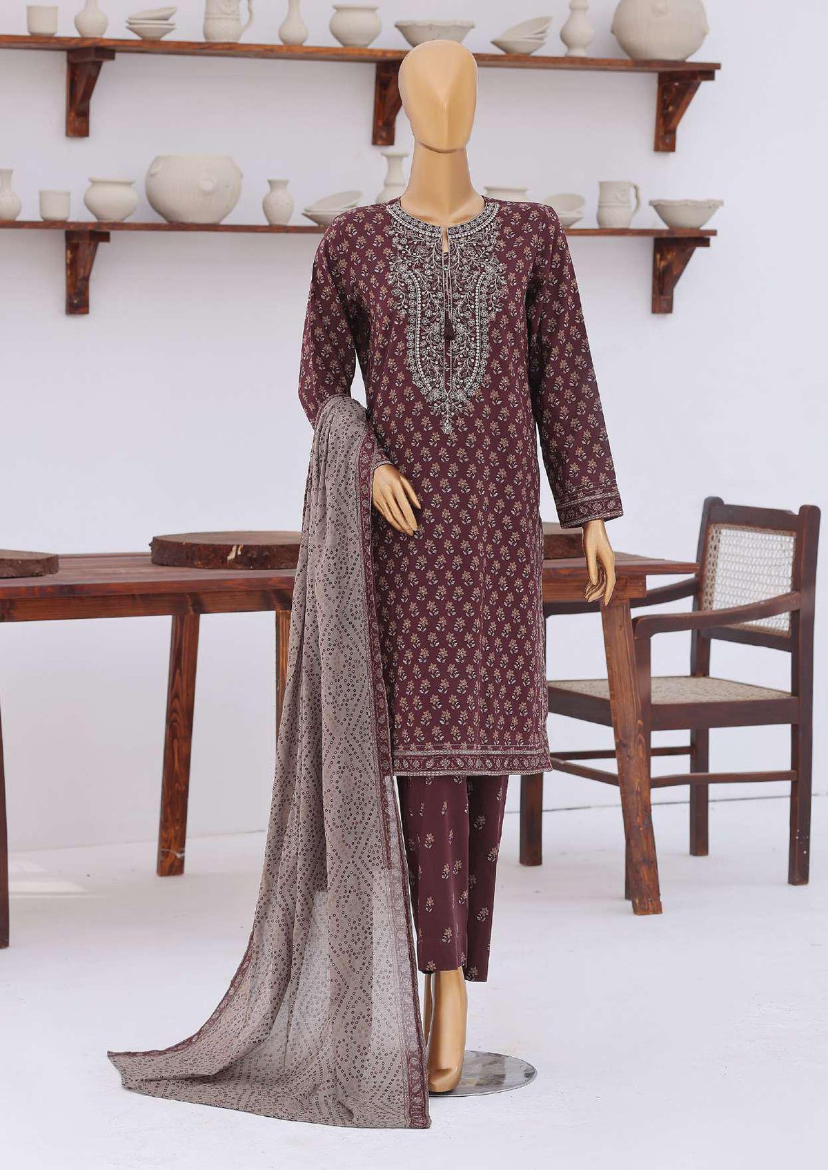 Premium Daily Wear by HZ Textiles | Embroidered Lawn 3 Piece Unstitched Suit D-11