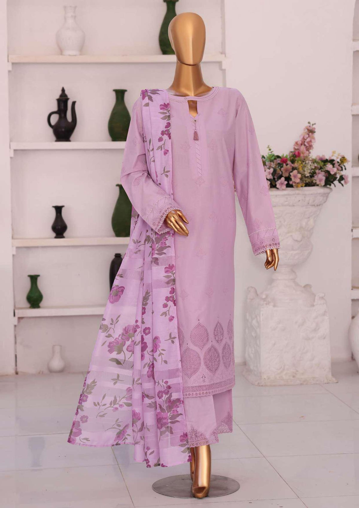 Floral Vibes by HZ Textiles | Embroidered 3 Piece Unstitched Lawn Suit D-7