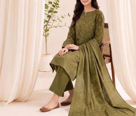 VS Textiles Pashmina Dhanak Printed Unstitched 3 Piece Suit D-6