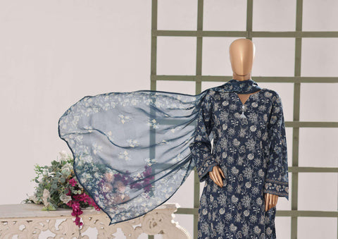 HZ Textiles – Mehak Slub Lawn Embroidered Collection Vol-02 D-7