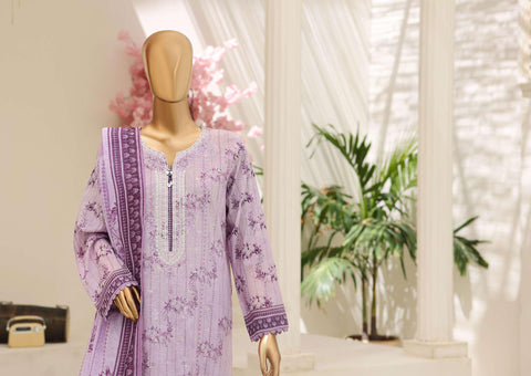Mehak by HZ Textiles | Embroidered 3 Piece Unstitched Slub Lawn Suit D-7