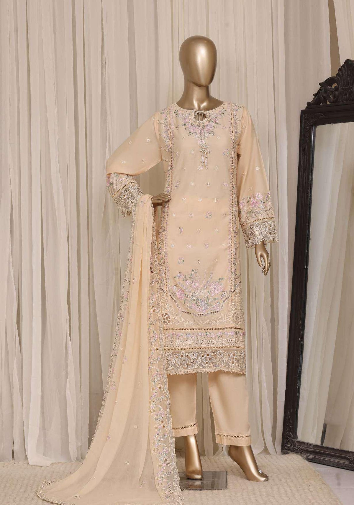 Sadabahar Luxury Embroidered Cotton Stitched 3 Piece Suit D-8