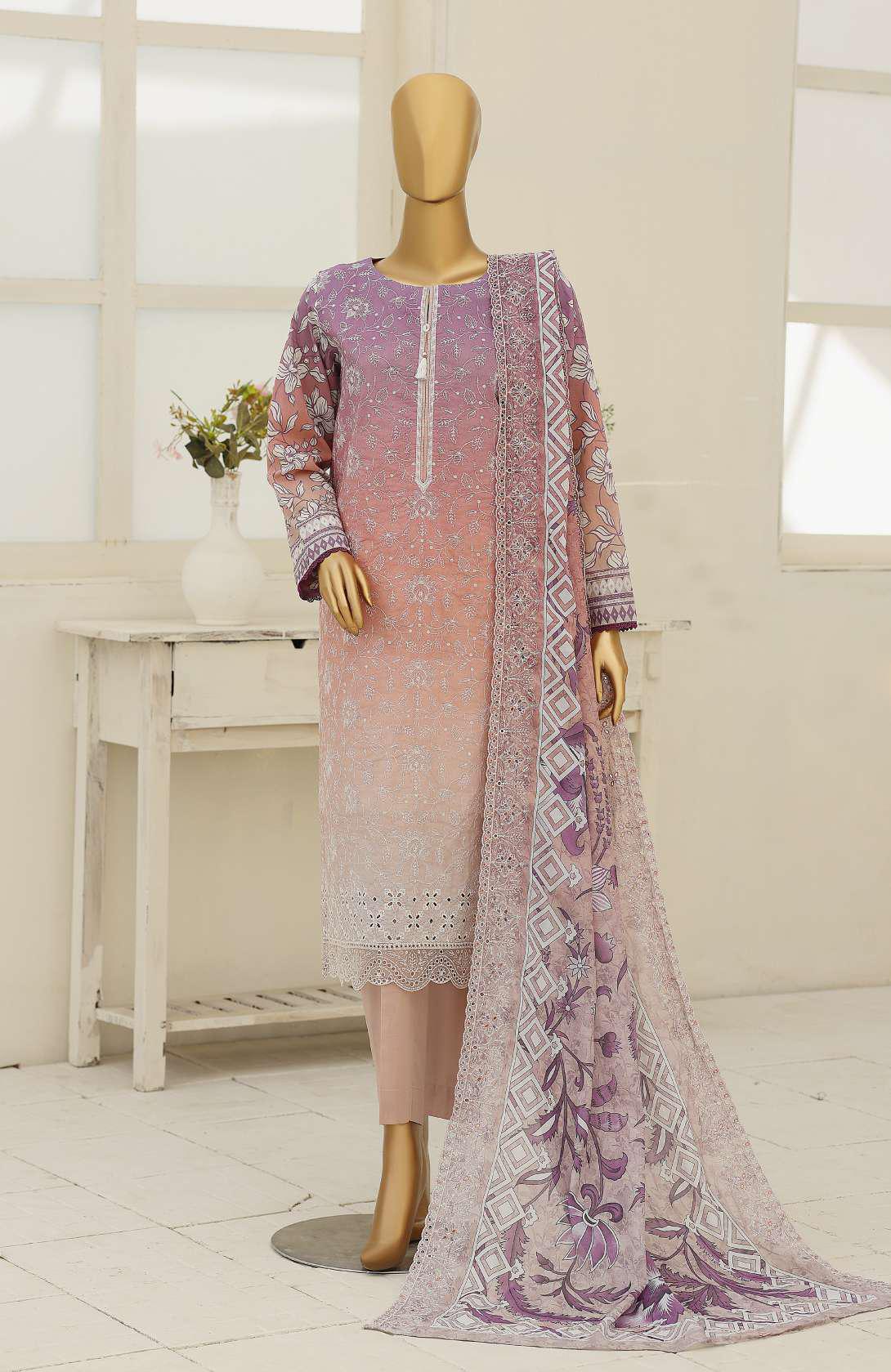 Premium Eid Edit by HZ Textiles | Embroidered 3 Piece Unstitched Lawn Suit D-3