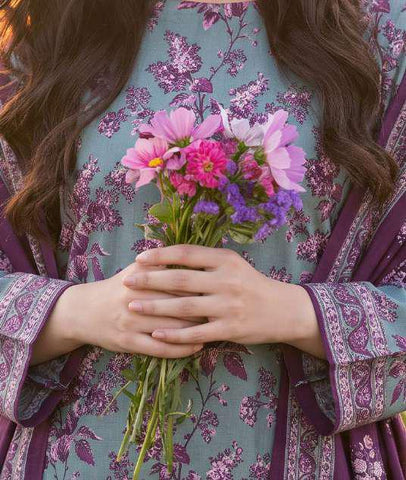 VS Jhalak Printed Slub Linen Unstitched 3 Piece Suit D-8