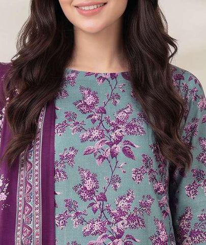 VS Jhalak Printed Slub Linen Unstitched 3 Piece Suit D-8