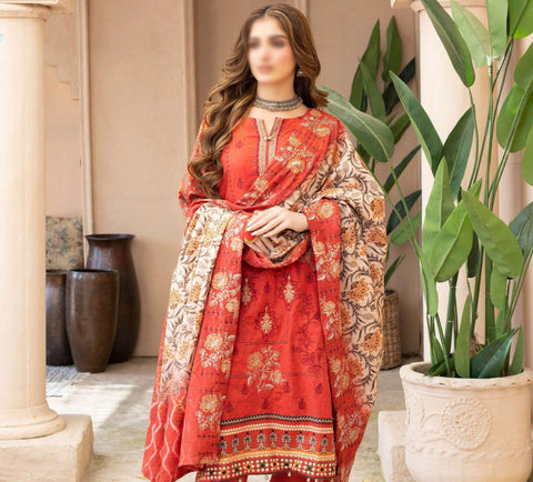 Noori Digital Printed Khaddar Winter Coll 3 Piece Suit By Sobia Waseem D-02