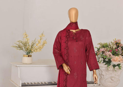 Mayaar by HZ Textiles | Embroidered 3 Piece Unstitched Suit D-4